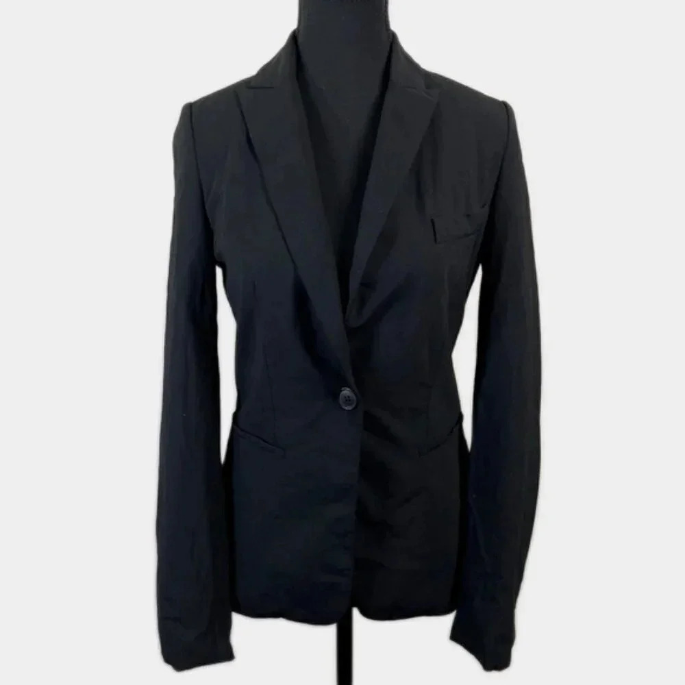 Judith & Charles Black Career Wool Blend Single Button Blazer